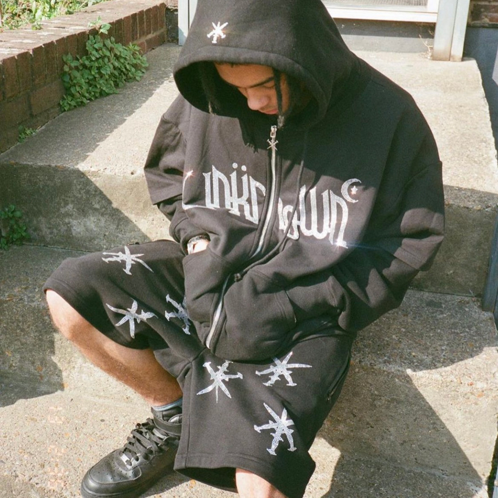 【original】rhinestone zip hoodie(ivory)