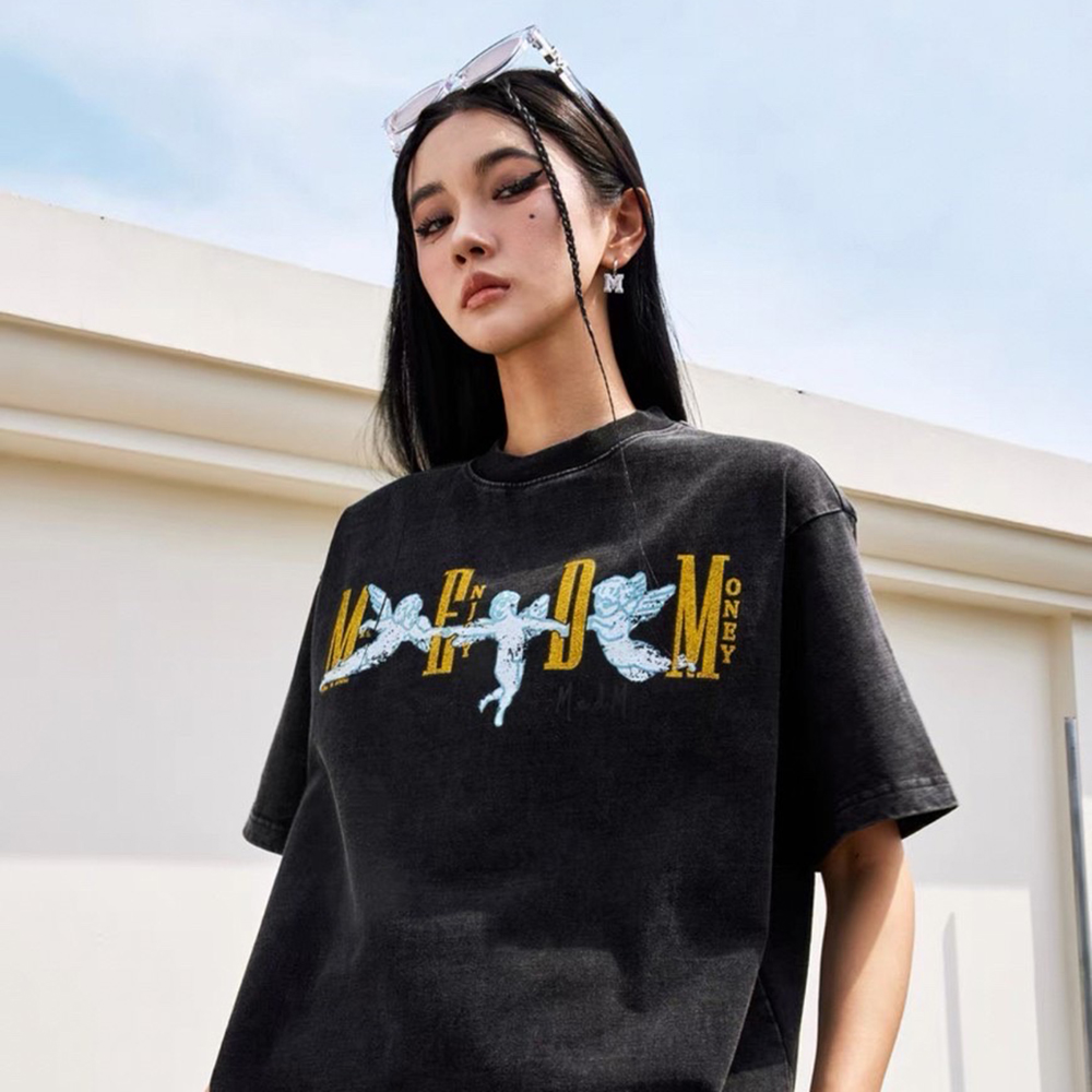MEDM 半袖 Tシャツ ロゴ エンジェル プリント 大人気 男女兼用 MEDM 半袖 Tシャツ ロゴ エンジェル プリント 大人気 男女兼用