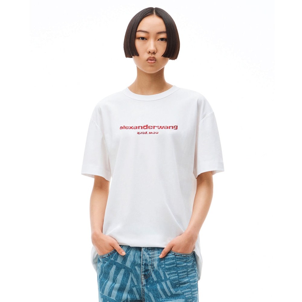 美品☆大人気】アレキサンダーワン 半袖 Tシャツ ロゴ 刺繍