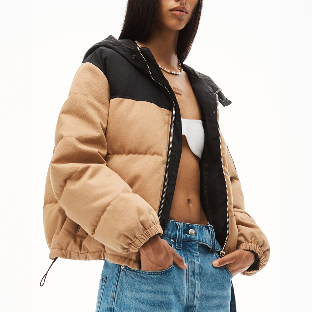 ALEXANDER WANG (アレキサンダー ワン)商品ページ - Colorblock Hooded Puffer Jacket - Camel  - VENTURER(ベンチュラー)