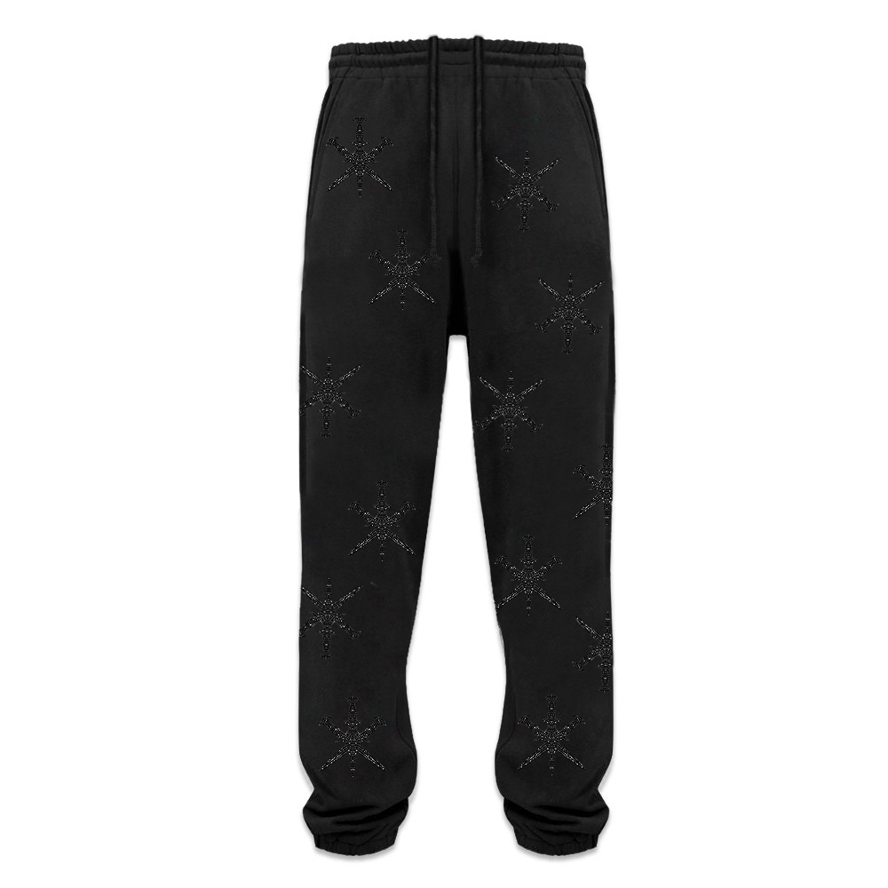 【早い者勝ち】Black Dagger Rhinestone Joggers