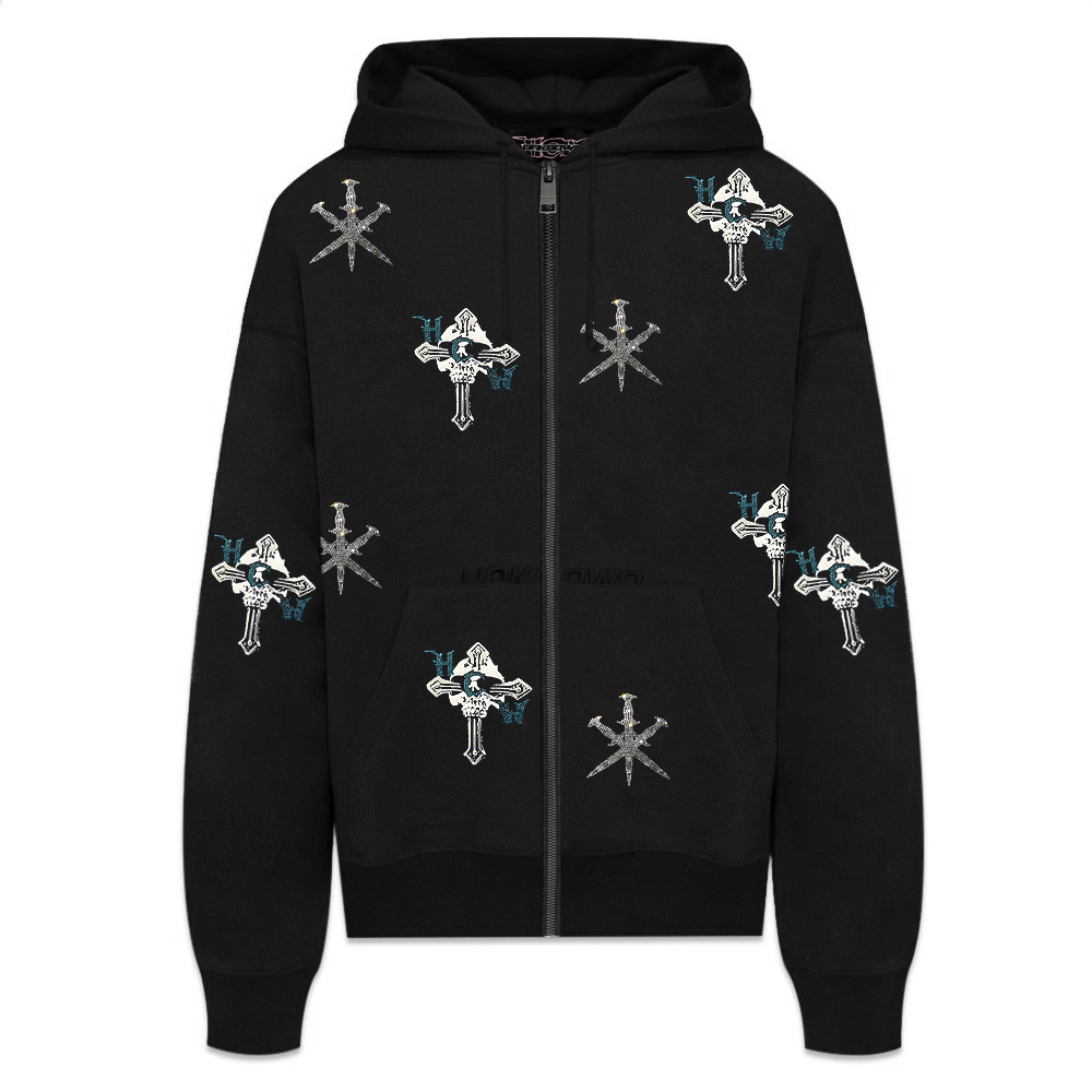 unknown Dagger Rhinestone Zip Hoodie