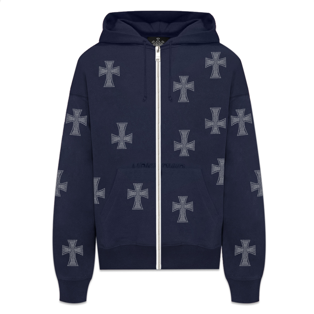 アンノウン・ロンドン Cross Rhinestone Zip Hoodie