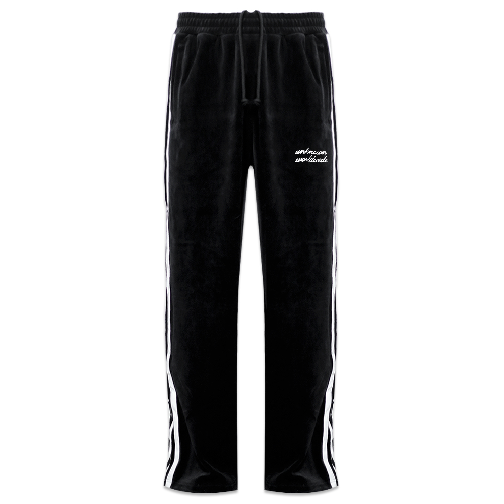 UNKNOWN LONDON(アンノウン・ロンドン)商品ページ - Black Velour Track Pants - Black - VENTURER(ベンチュラー) UNKNOWN LONDON(アンノウン・ロンドン)商品ページ - Black Velour Track Pants - Black - VENTURER(ベンチュラー)