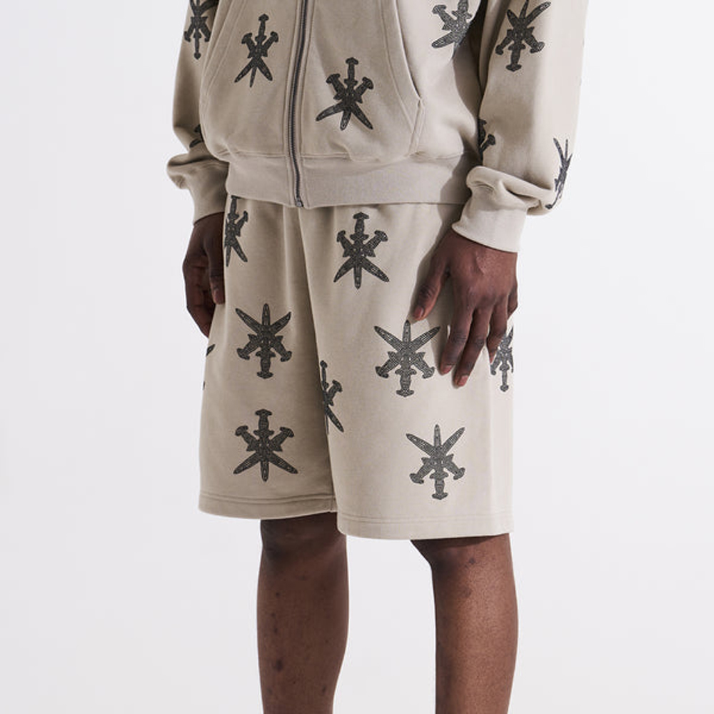 UNKNOWN LONDON(アンノウン・ロンドン)商品ページ - Dagger Rhinestone Shorts - Tan - VENTURER(ベンチュラー)