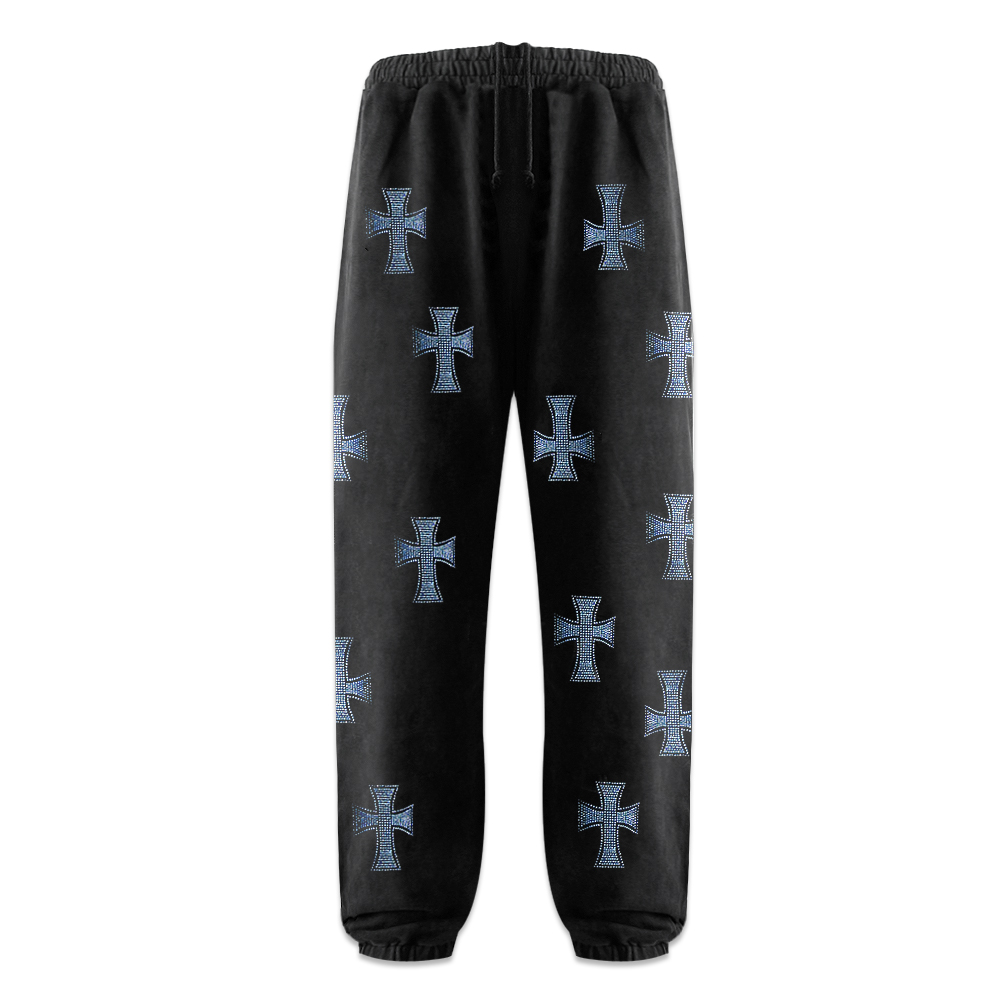 UNKNOWN Cross Rhinestone Jogger Pants 新品