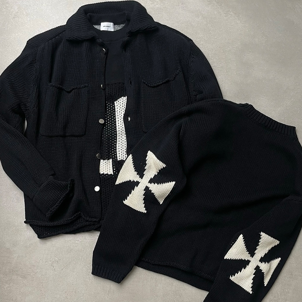 ASKYURSELF / CHUNKY CROSS KNIT  美品春にピッタリ