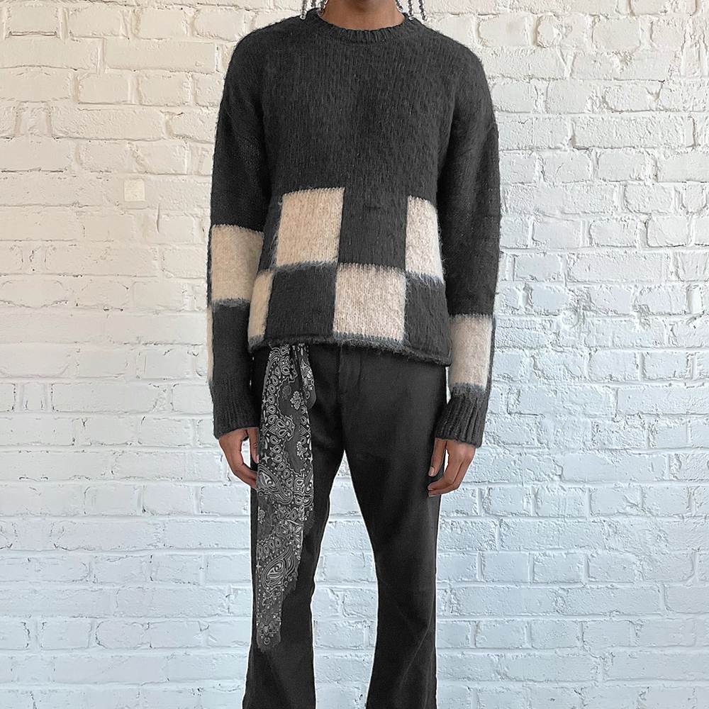 ASKYURSELF (アスクユアセルフ)商品ページ - Brushed Checkered Knit - Black - VENTURER(ベンチュラー) ASKYURSELF (アスクユアセルフ)商品ページ - Brushed Checkered Knit - Black - VENTURER(ベンチュラー)