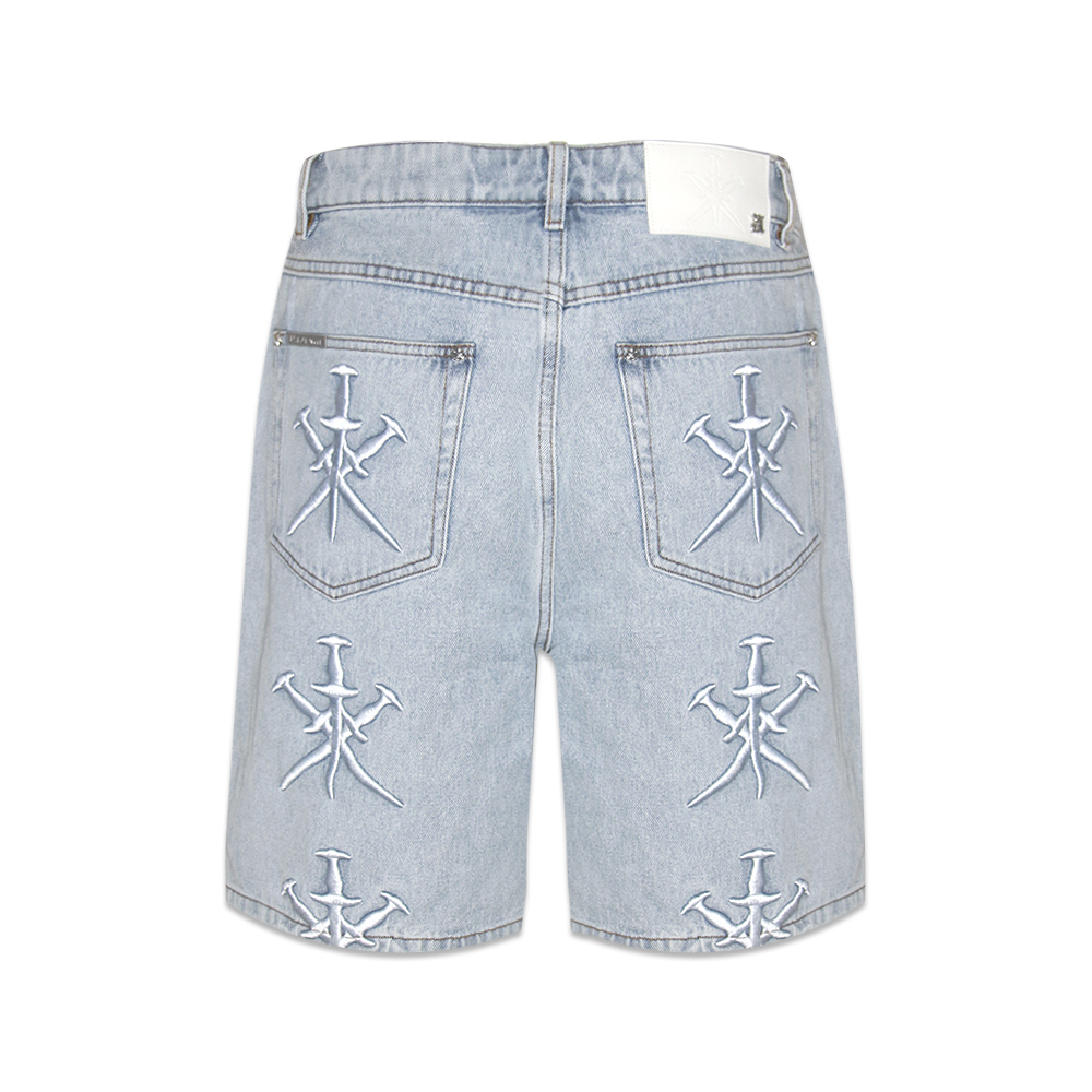 初期　unknown londonショートパンツ UNKNOWN LONDON アンノウンロンドン｜Cross Fraded Patch Washed