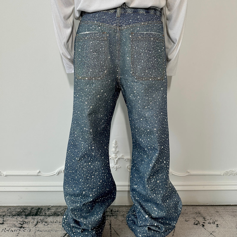 Birth Of  Child スワロフスキー デニム Mサイズ BIRTH OF ROYAL CHILD 3D PRINTING WASHED FULL DIAMOND DENIM