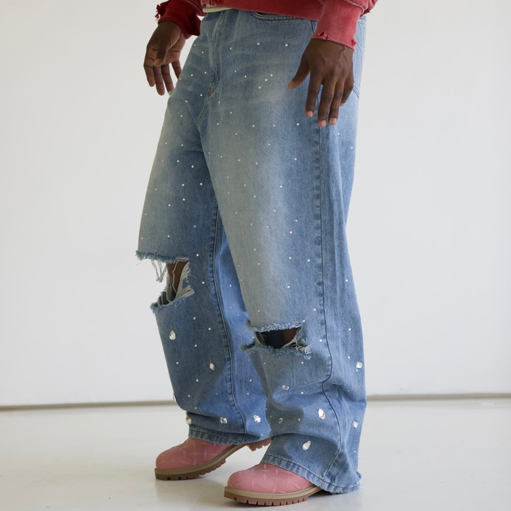 NOUBLIE PAS(ヌーブリーポー)ラインストーン バギーデニム L NOUBLIE PAS(ヌーブリーポー)商品ページ - Infinity Stone Jeans