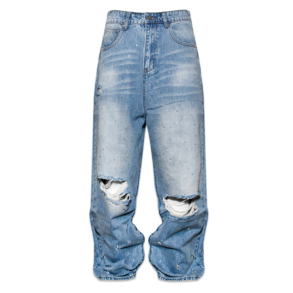 NOUBLIE PAS(ヌーブリーポー)ラインストーン バギーデニム　L ADAMASTE ジーンズ rhinestone jewelry baggy denim pants
