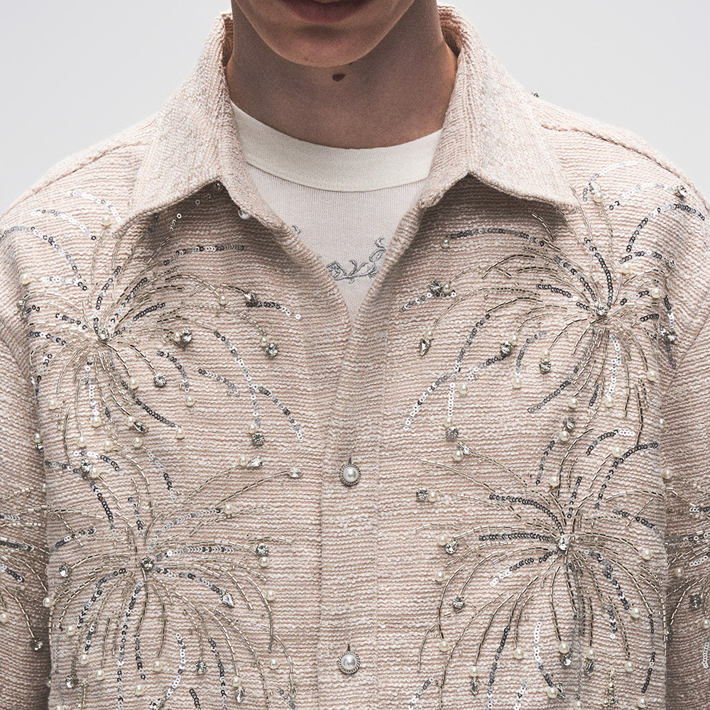 トップス BIRTH OF  CHILD Fireworks Shirt FIREWORKS BEADED DIAMOND SHIRT – Birth Of Royal Child