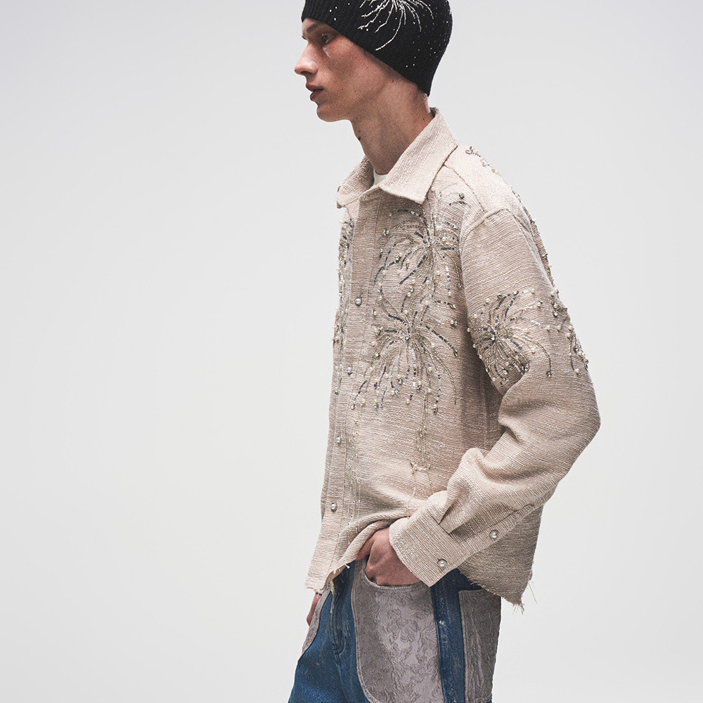 トップス BIRTH OF  CHILD Fireworks Shirt FIREWORKS BEADED DIAMOND SHIRT – Birth Of Royal Child