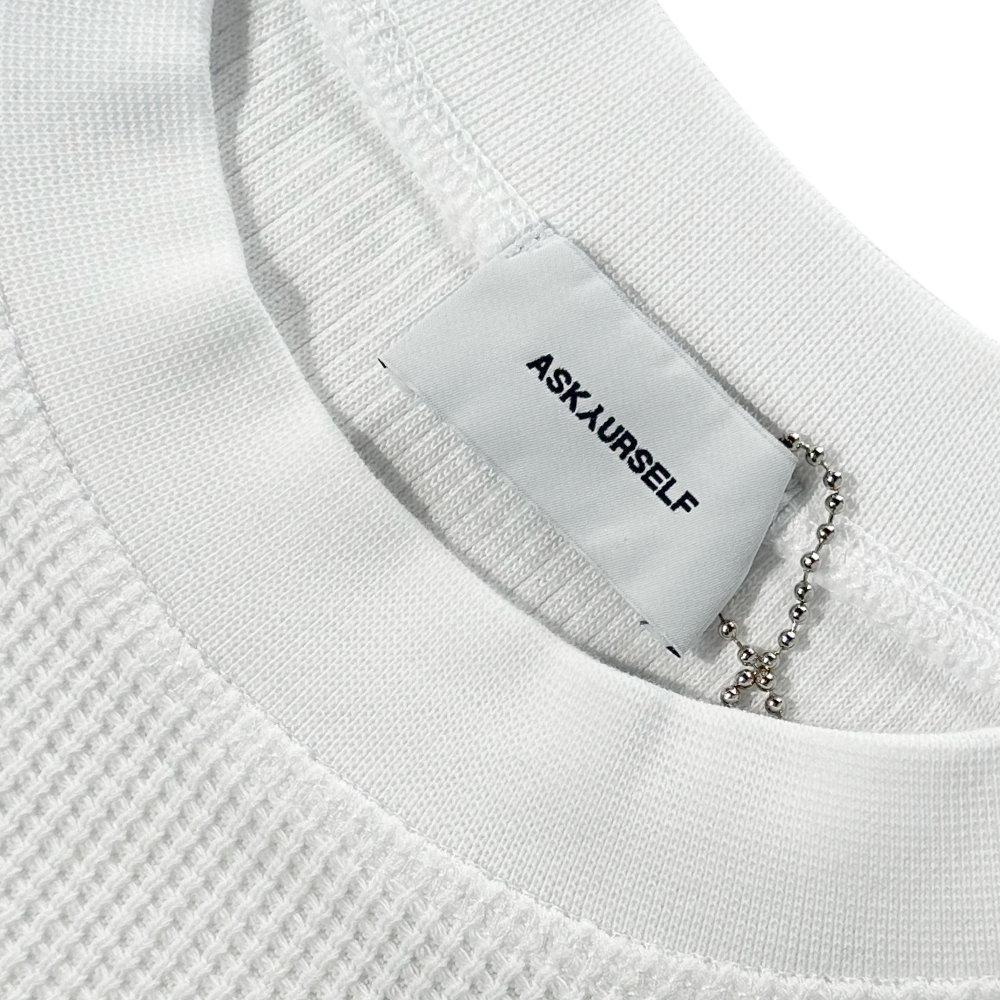 【ASKYURSELF】CROSS WAFFLE  ロングスリーブTシャツ ASKYURSELF (アスクユアセルフ)商品ページ - Cross Waffle LS