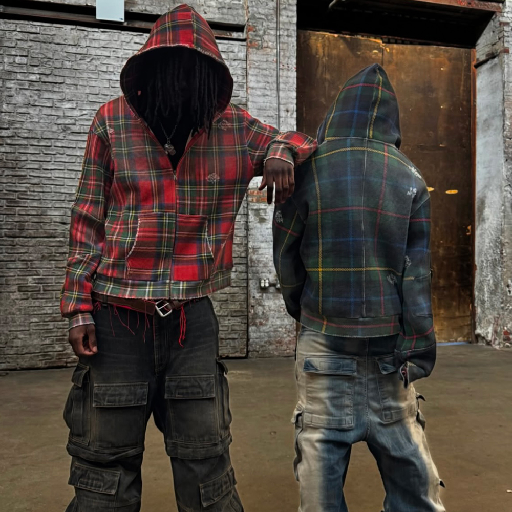 XWORE NYC(ウォー) 商品ページ - Tartan Plaid Zip Up Hoodie