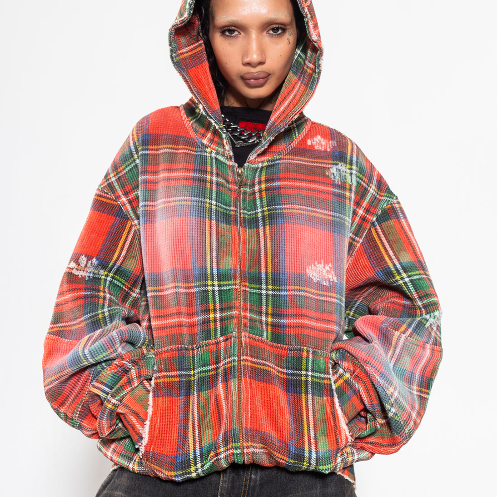XWORE NYC(ウォー) 商品ページ - Tartan Plaid Zip Up Hoodie