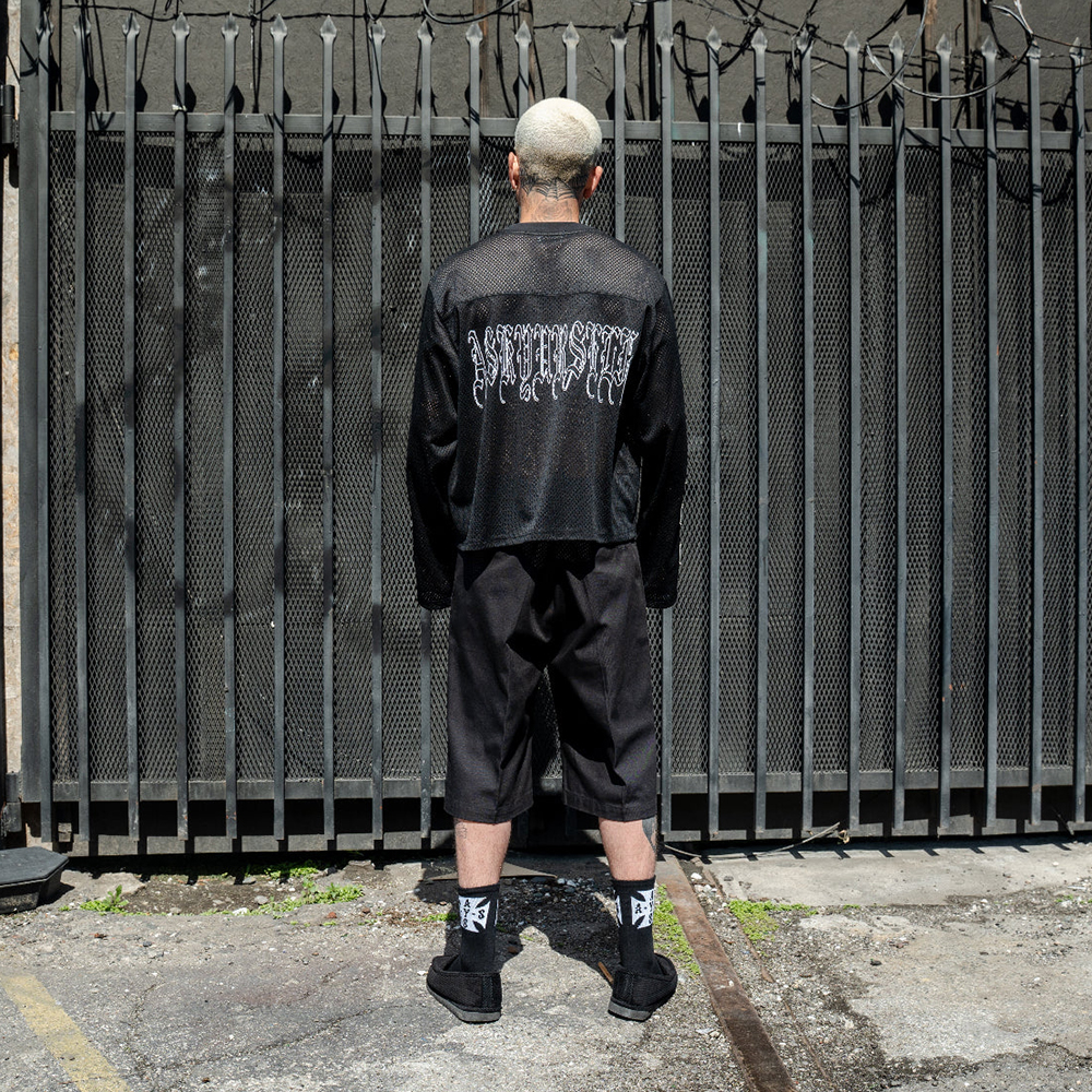 【ASKYURSELF】Cross Cropped Mesh Jersey Ls Tee/独ベルリン発 ASKYURSELF (アスクユアセルフ)商品ページ - Cross Cropped Mesh