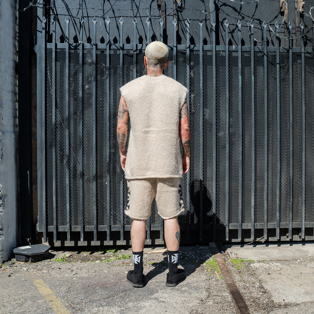 スキズFelix愛用【ASKYURSELF】シンプル★Raw Sleeveless Tank ASKYURSELF (アスクユアセルフ)商品ページ - Raw Cross Knitted