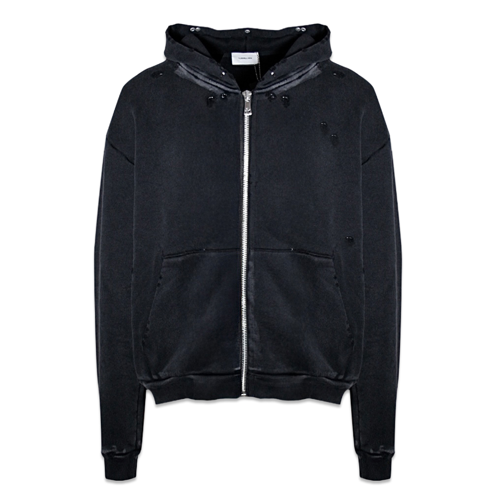 ASKYURSELF ジップパーカーブラック ASKYURSELF (アスクユアセルフ)商品ページ - Cropped Vintage