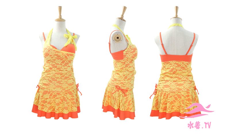2014新品金色メッシュワンピース裙式の小さな胸を一緒に束ねワイヤー入り水着女