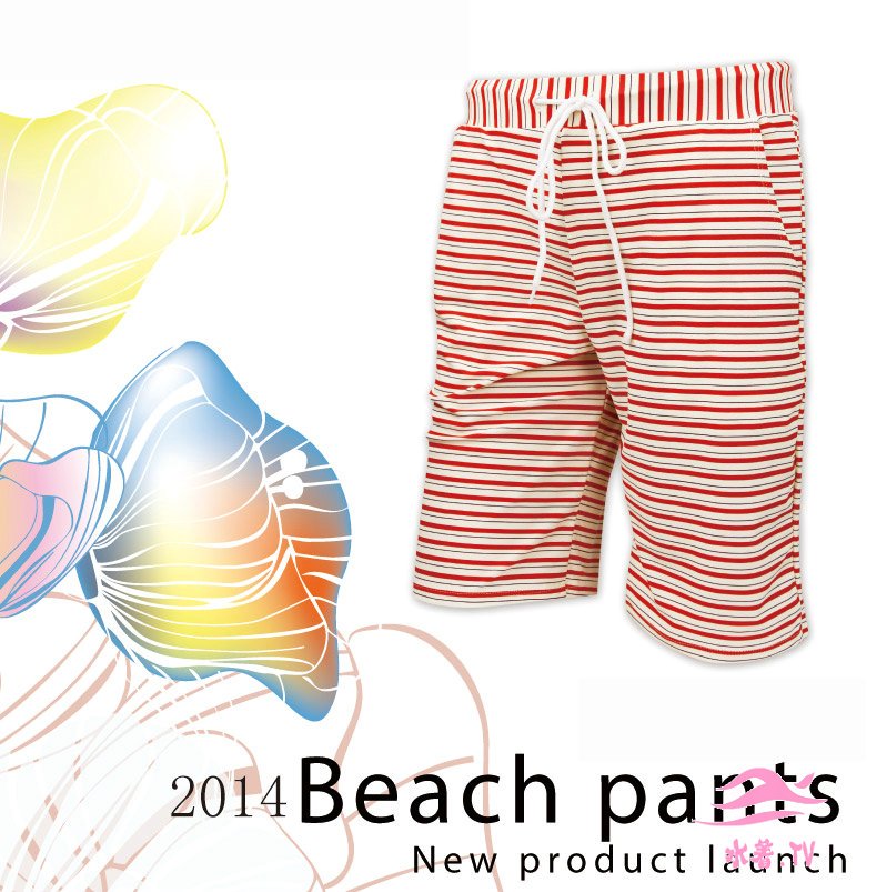 2014ファッション縞模様の男性水泳パンツ温泉水泳ズボンの大きいぶぶ砂場のパンツ
