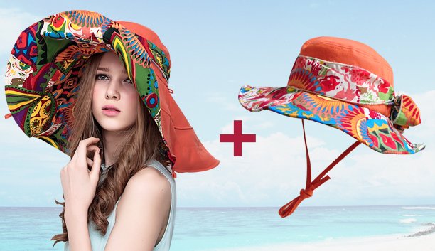 マルチカラー　つば広帽子　ビーチ帽子　ハット　レディースファッション　紫外線対策　日よけ帽子