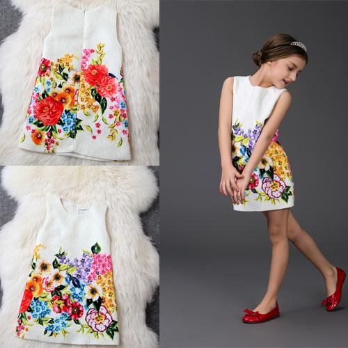 ファッション女の子 ワンピース 子供ワンピース 清楚可愛い 袖なし ジャカード ファッションアパレル Onepiece 花柄ワンピース