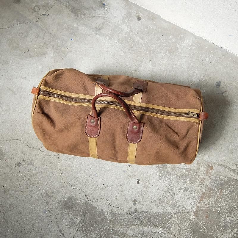 1940's Brown Canvas Boston Bag