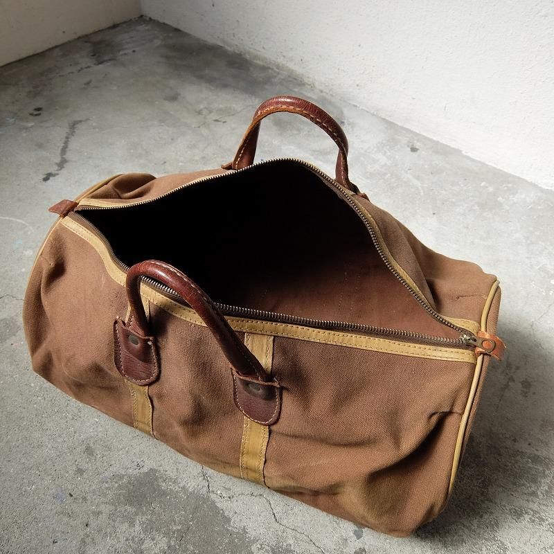 1940's Brown Canvas Boston Bag