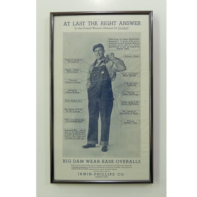1930's BIG DAM WEAR-EASE OVERALLS Poster