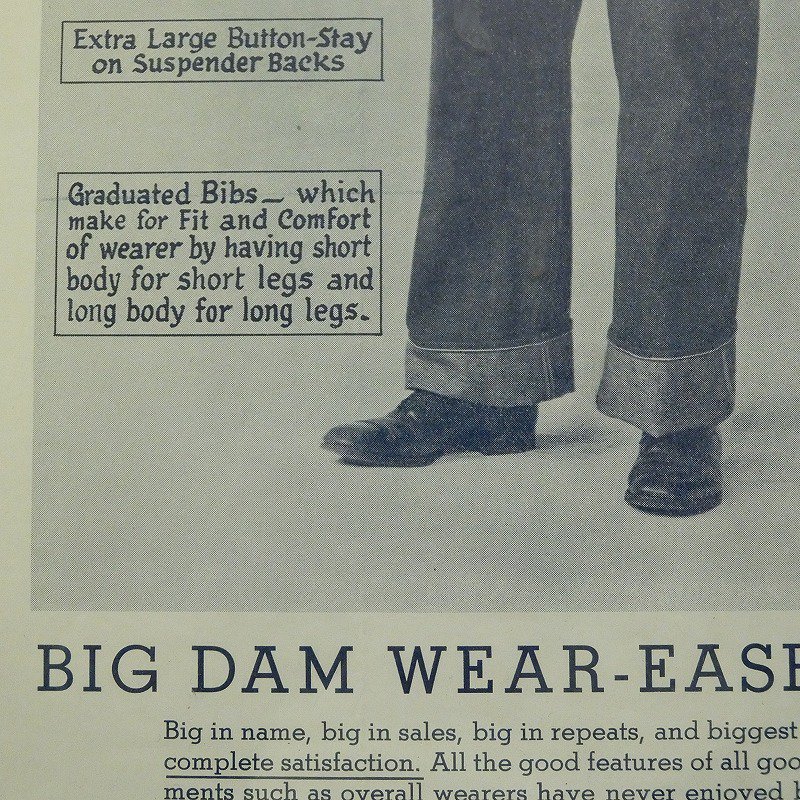 1930's BIG DAM WEAR-EASE OVERALLS Poster