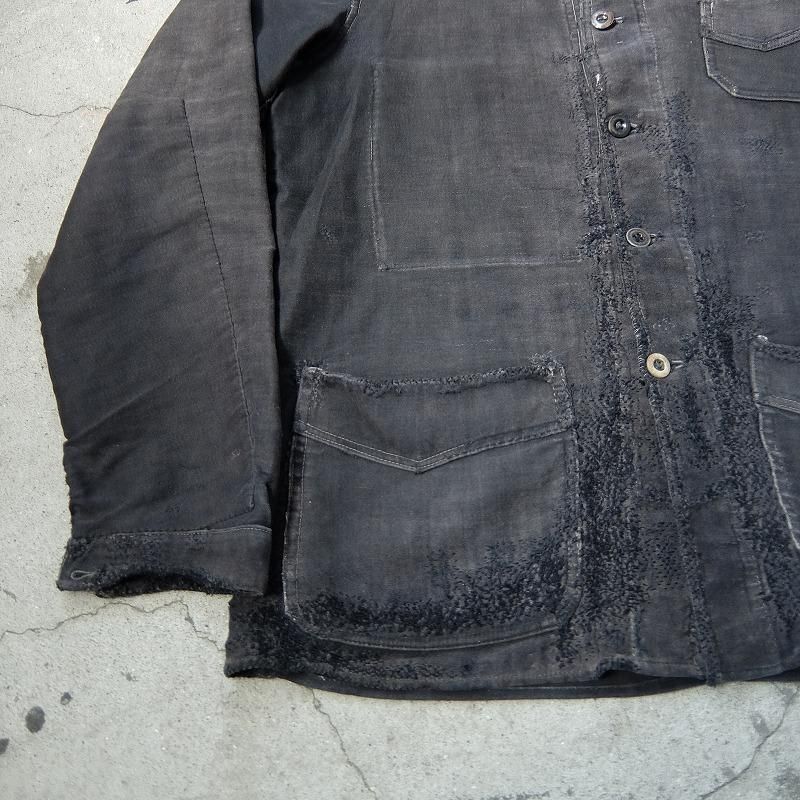 1930's French Black Moleskin Work Jacket