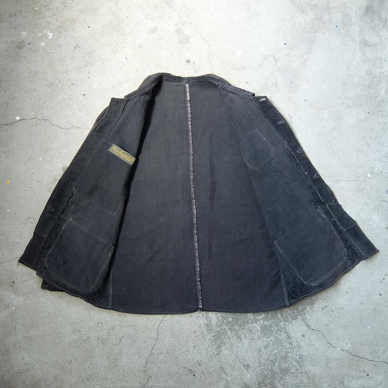 1930's French Black Moleskin Work Jacket