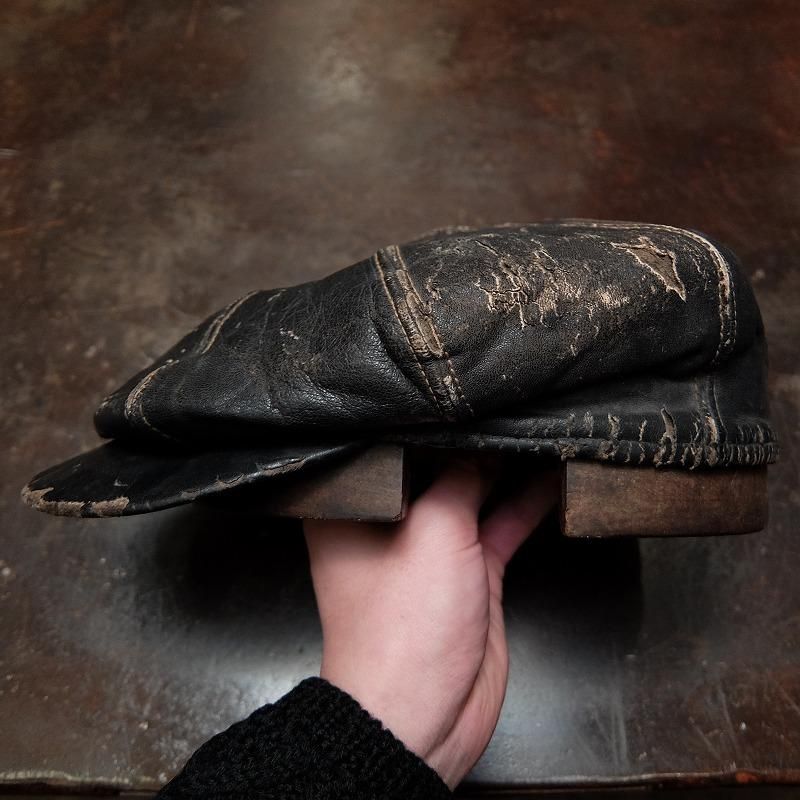 1930's Leather Newsboy Cap