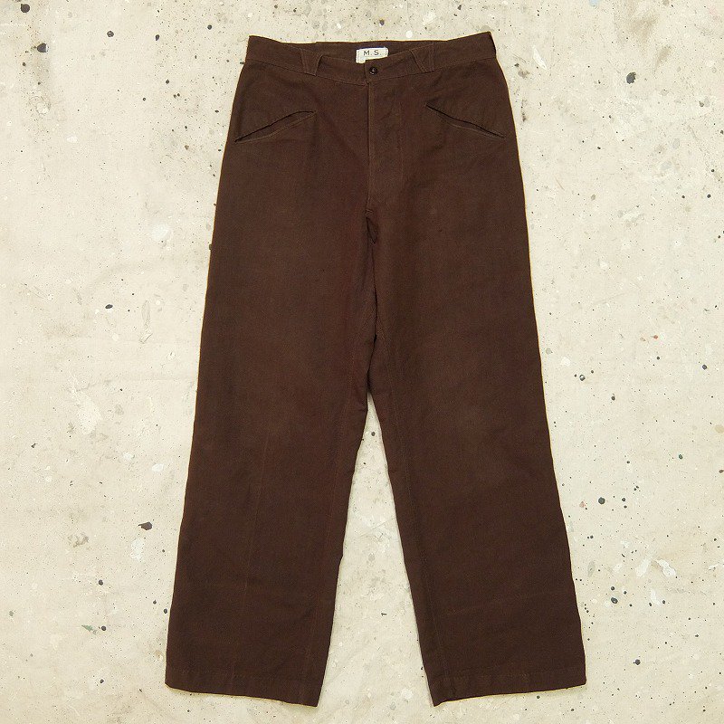 French Brown Linen Work Trousers