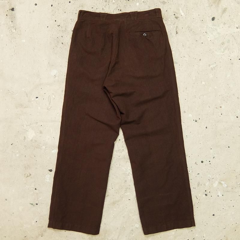 French Brown Linen Work Trousers