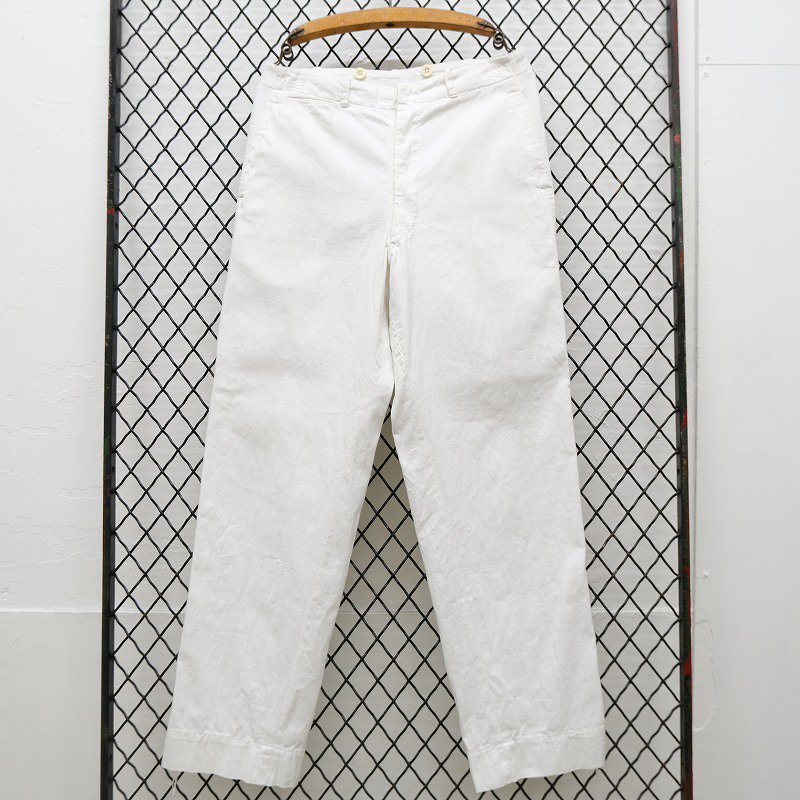 Antique White Cotton Linen Trousers