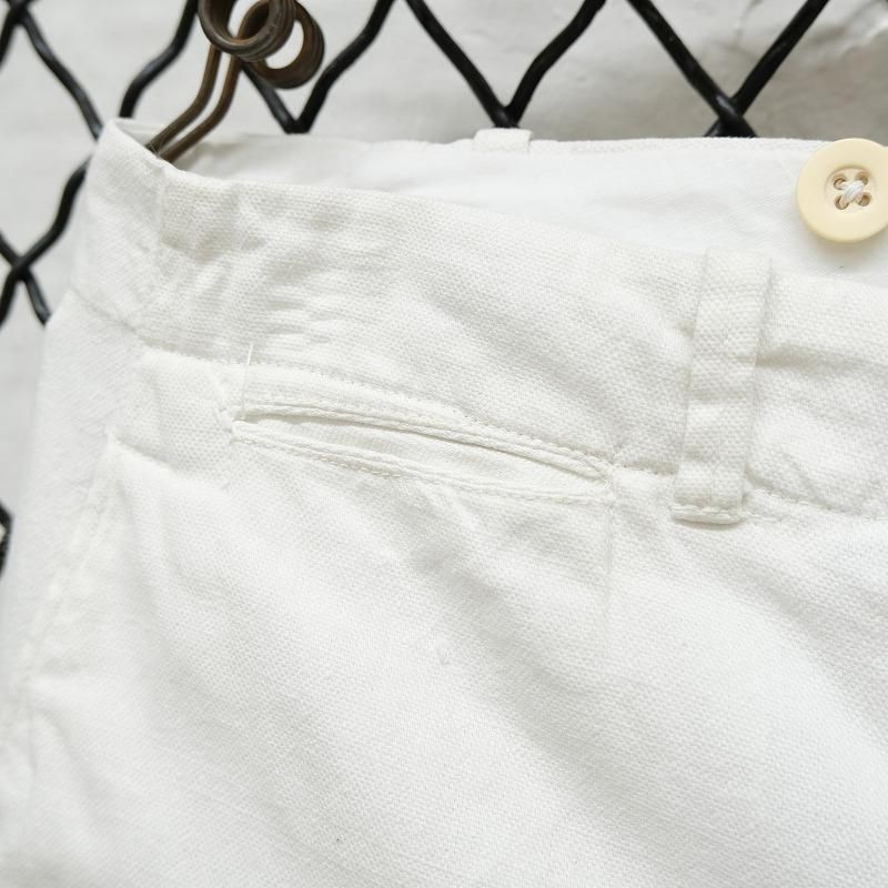 Antique White Cotton Linen Trousers