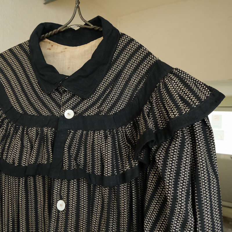 Antique Black White Cotton Dress