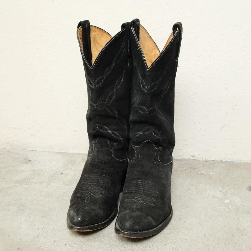 TONY LAMA BLACK SUEDE WESTERN BOOTS