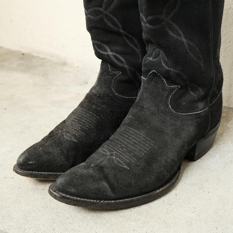 TONY LAMA BLACK SUEDE WESTERN BOOTS