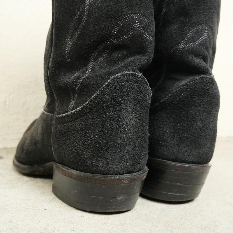 TONY LAMA BLACK SUEDE WESTERN BOOTS