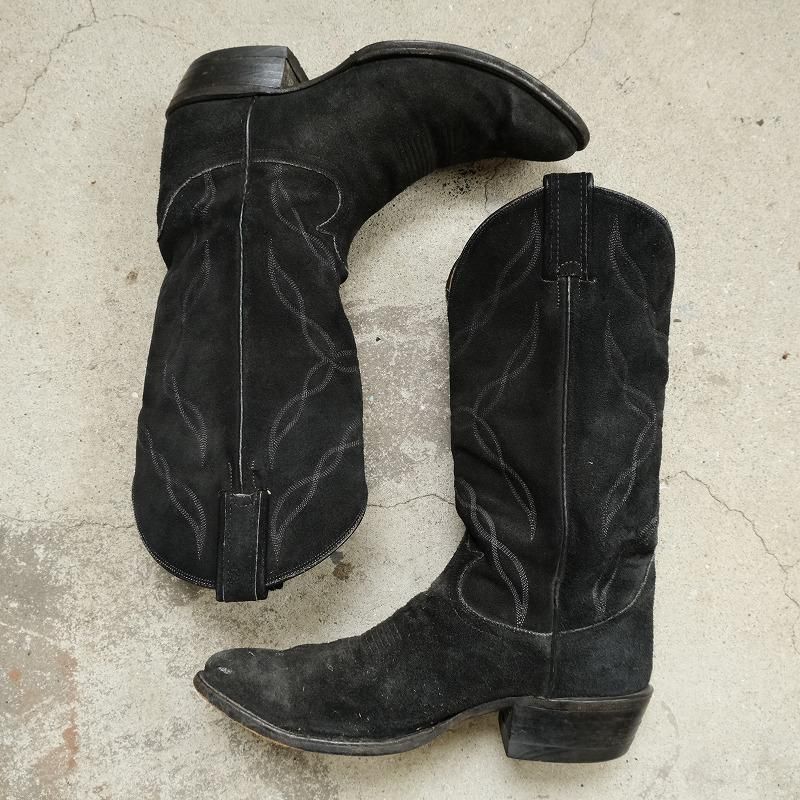 TONY LAMA BLACK SUEDE WESTERN BOOTS