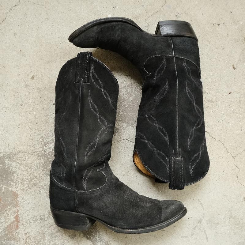 TONY LAMA BLACK SUEDE WESTERN BOOTS