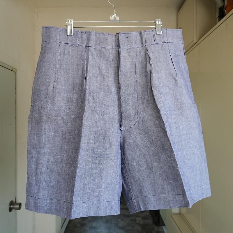 1950's FRENCH NAVY LINEN SHORTS