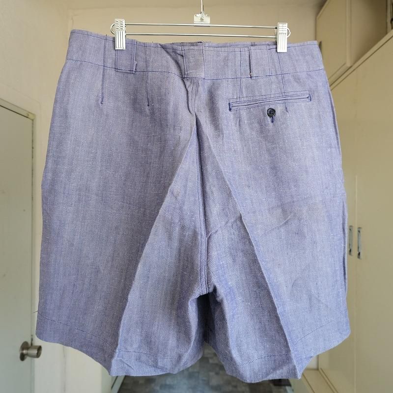 1950's FRENCH NAVY LINEN SHORTS