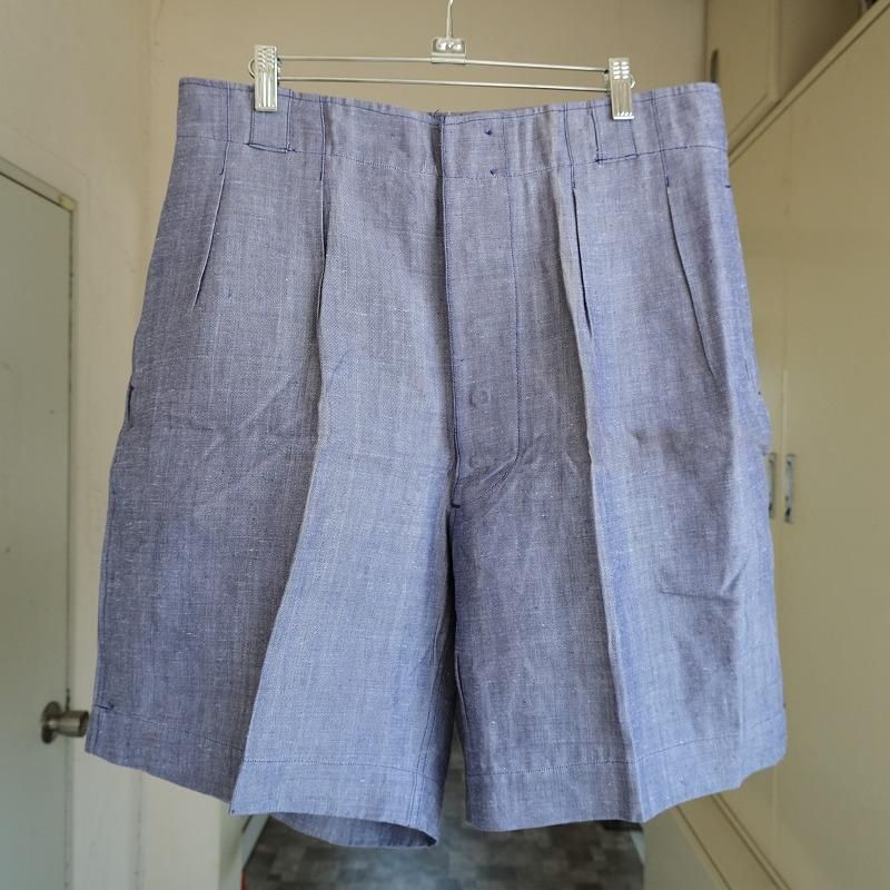 1950's FRENCH NAVY LINEN SHORTS