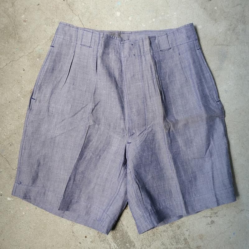 1950's FRENCH NAVY LINEN SHORTS