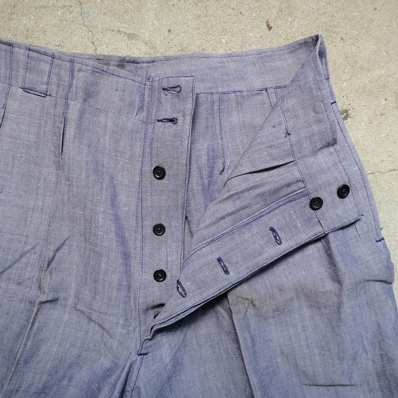 1950's FRENCH NAVY LINEN SHORTS